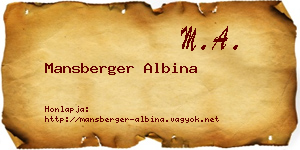 Mansberger Albina névjegykártya